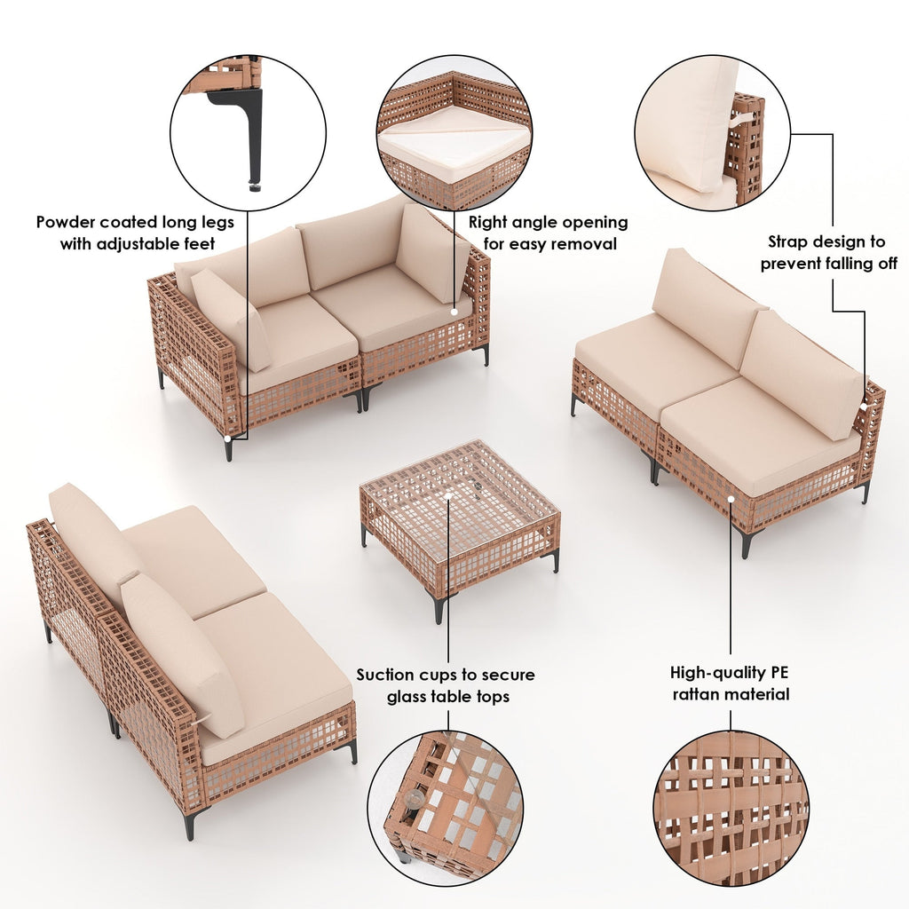 6 - Person Outdoor Sectional Seating Group with Cushions