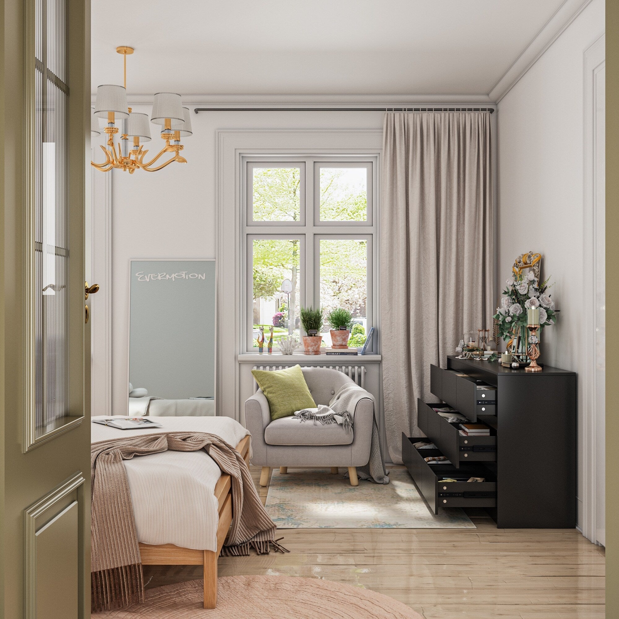 63W 9 Drawer Dresser Accent Dresser for Living Room Bedroom Chest