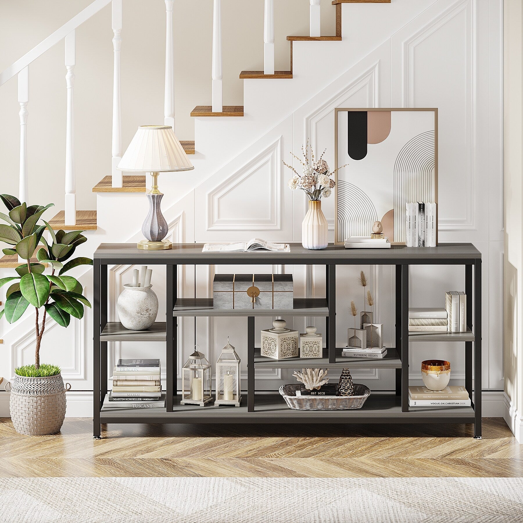 70.9 inch Console Sofa Table with Storage, 3-Tier Entryway Table for Hallway