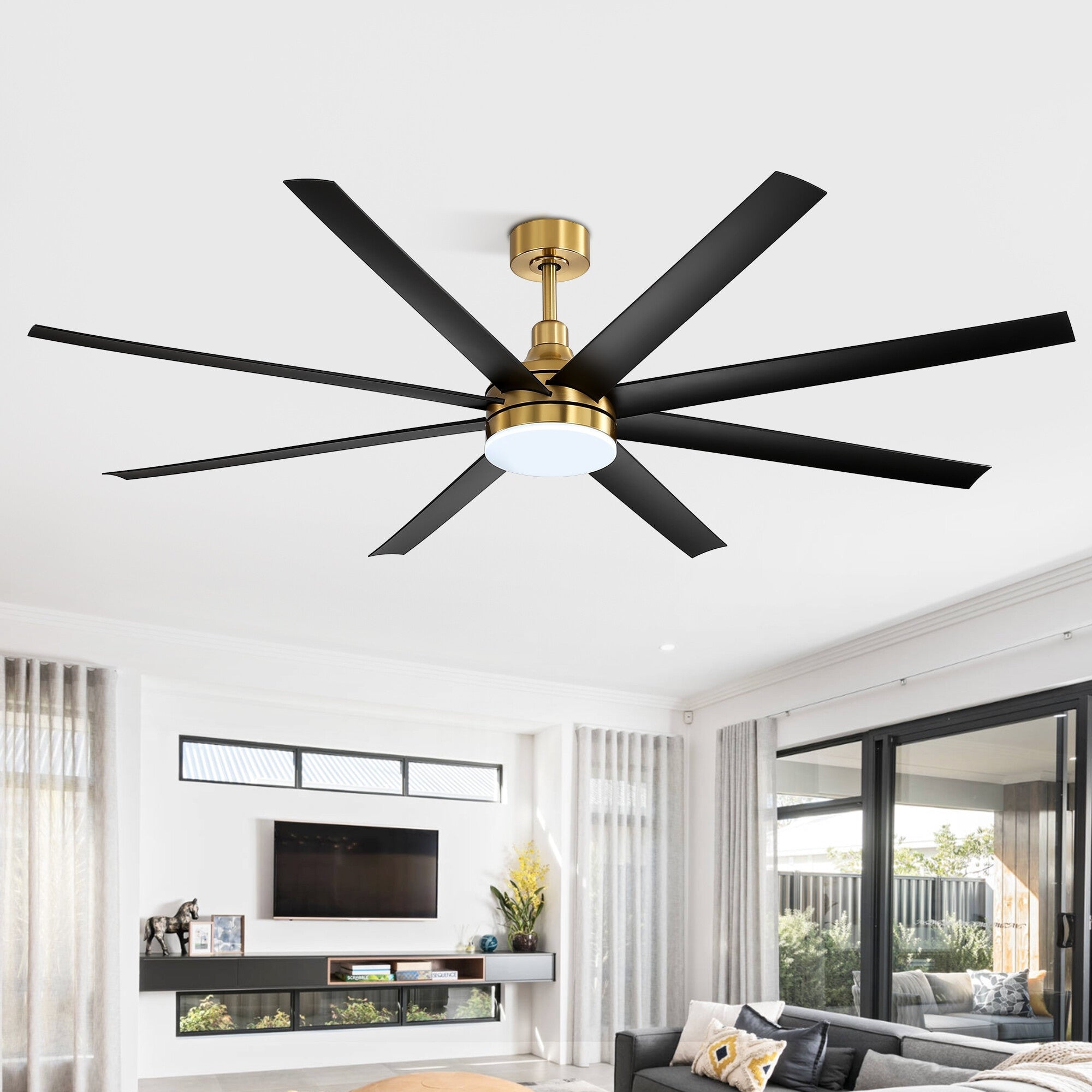 72 Large Ceiling Fans with LED Light Remote Control-8 Blade - 72 Inch