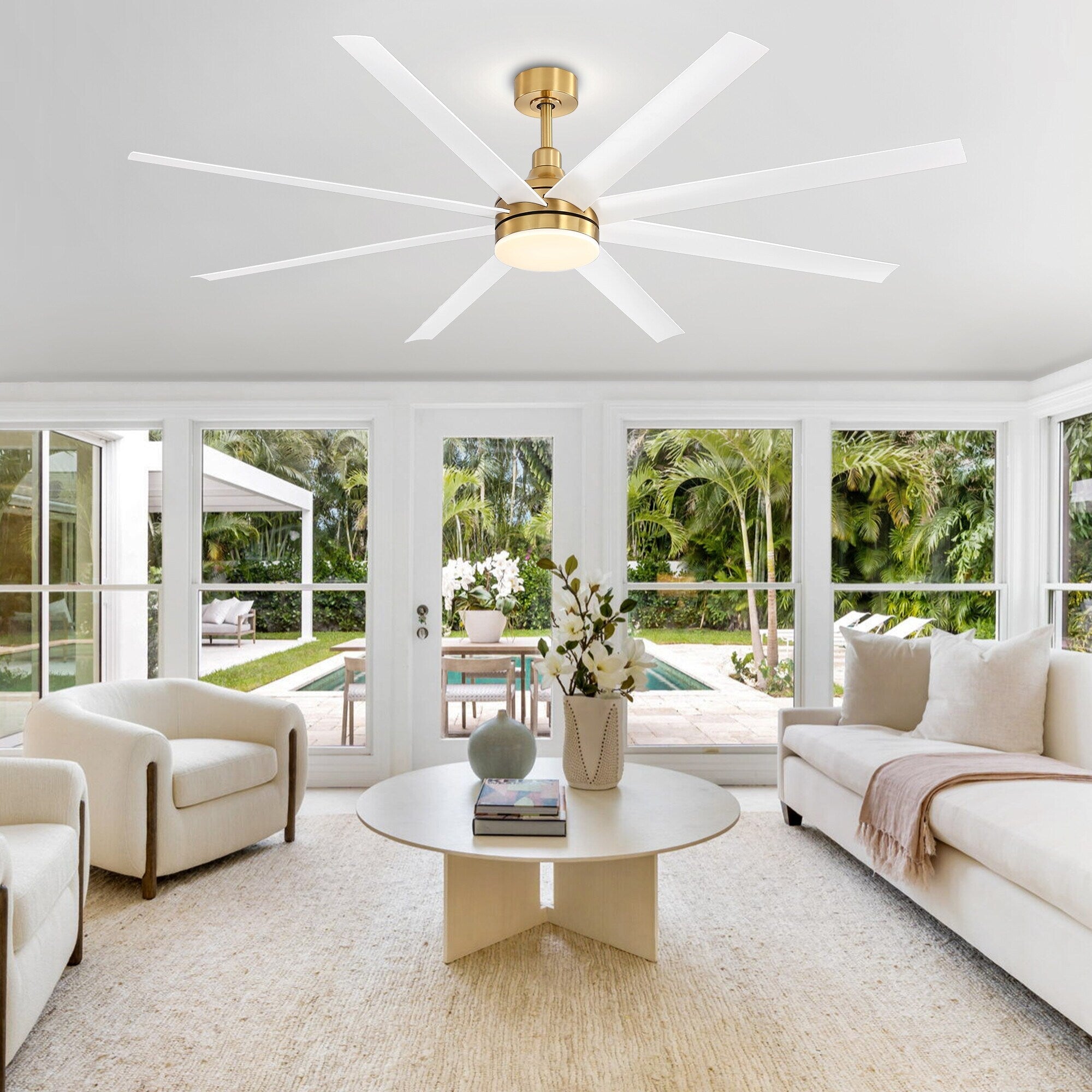 72 Large Ceiling Fans with LED Light Remote Control-8 Blade - 72 Inch