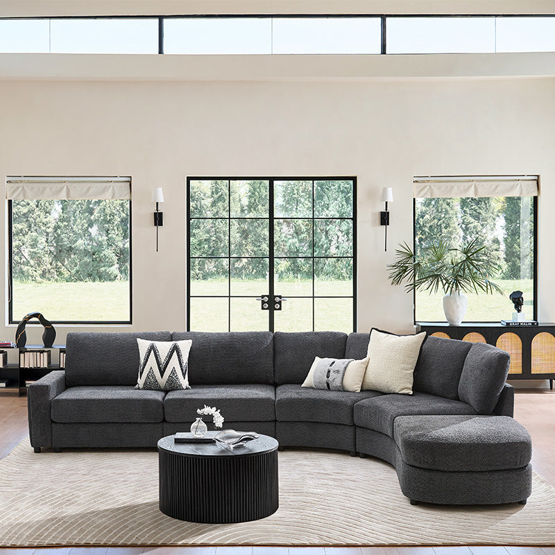 Aeris 138 Modern Curved Sectional Couch & Sofa With Curved Aesthetic