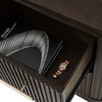 3-Piece Modern Fluted Solid Wood Bedroom Set with Oak Texture