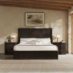 3-Piece Modern Fluted Solid Wood Bedroom Set with Oak Texture