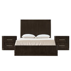 3-Piece Modern Fluted Solid Wood Bedroom Set with Oak Texture