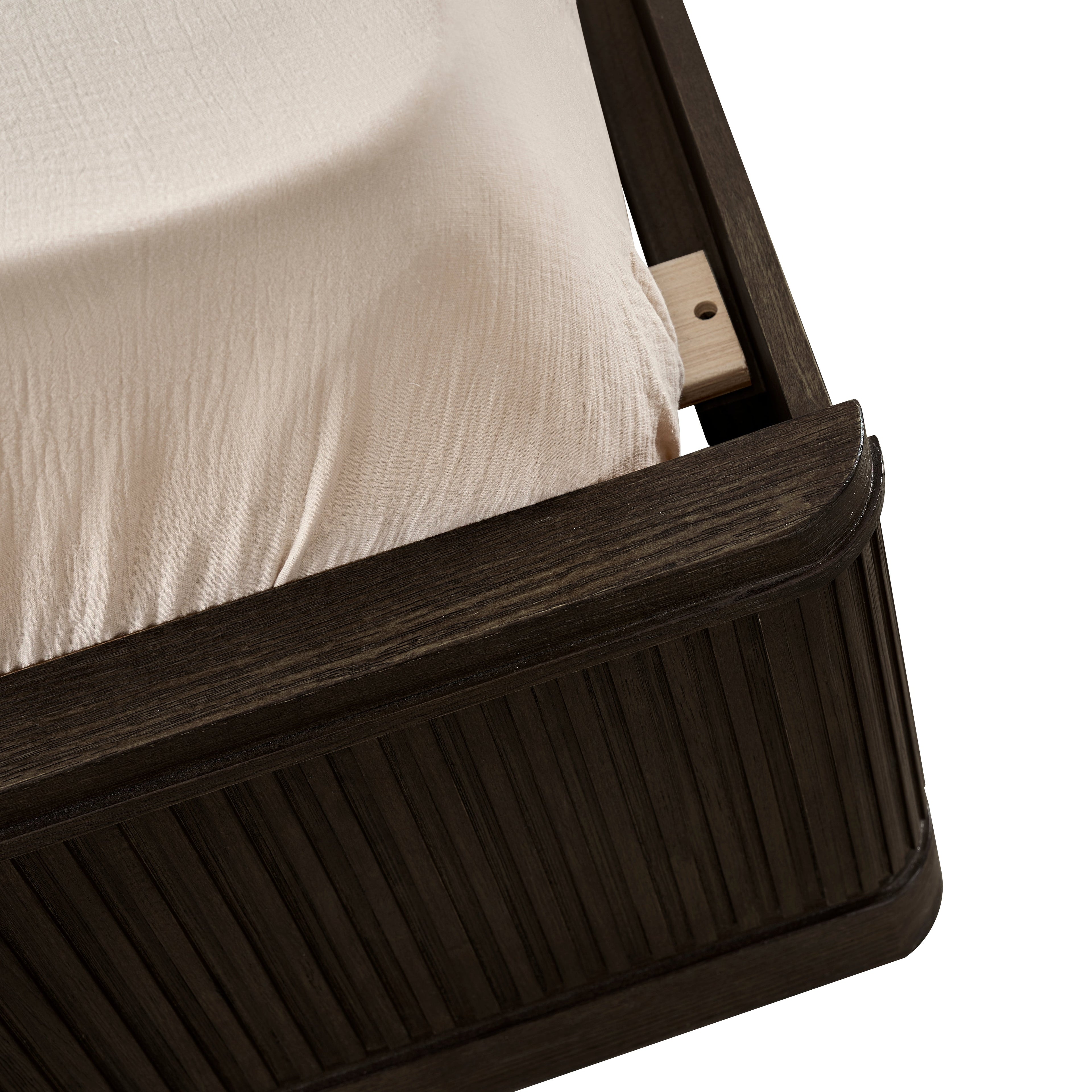 4-Piece Modern Fluted Solid Wood Bedroom Set with Oak Texture