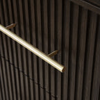 4-Piece Modern Fluted Solid Wood Bedroom Set with Oak Texture