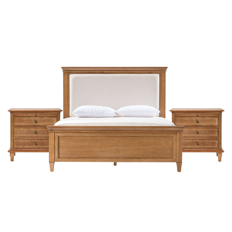 3-Piece Transitional Solid Wood Bedroom Set with Nightstands