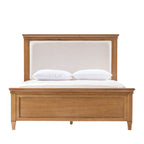 Transitional Solid Wood Bed with Upholstered Headboard