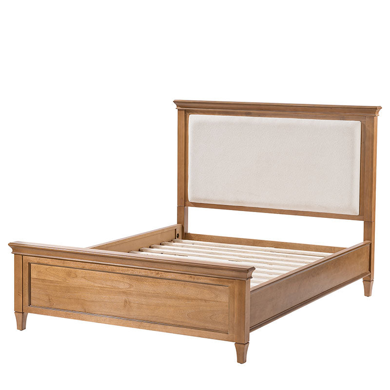 Transitional Solid Wood Bed with Upholstered Headboard