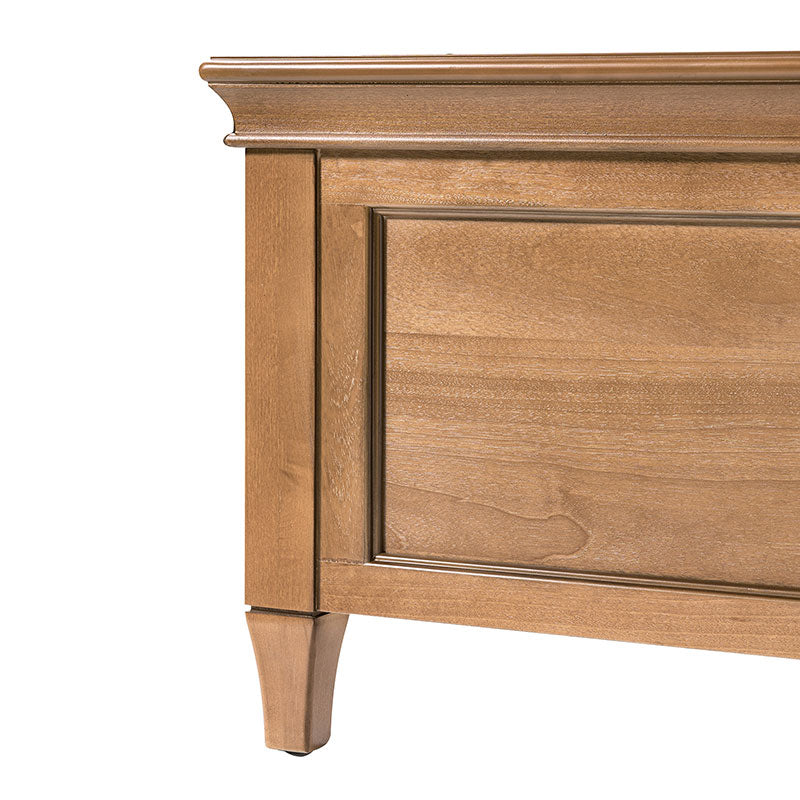 Transitional Solid Wood Bed with Upholstered Headboard