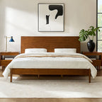 Vivian Solid Wood Platform Bed with USB Ports and Storage Headboard