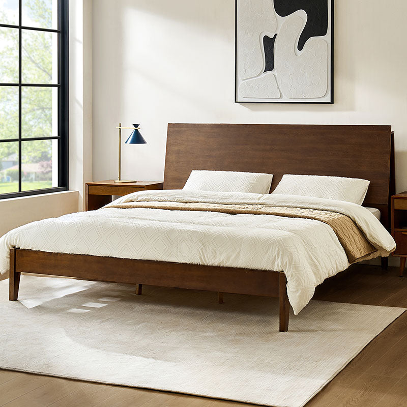 Vivian Solid Wood Platform Bed with USB Ports and Storage Headboard