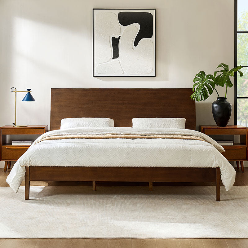 Vivian Solid Wood Platform Bed with USB Ports and Storage Headboard