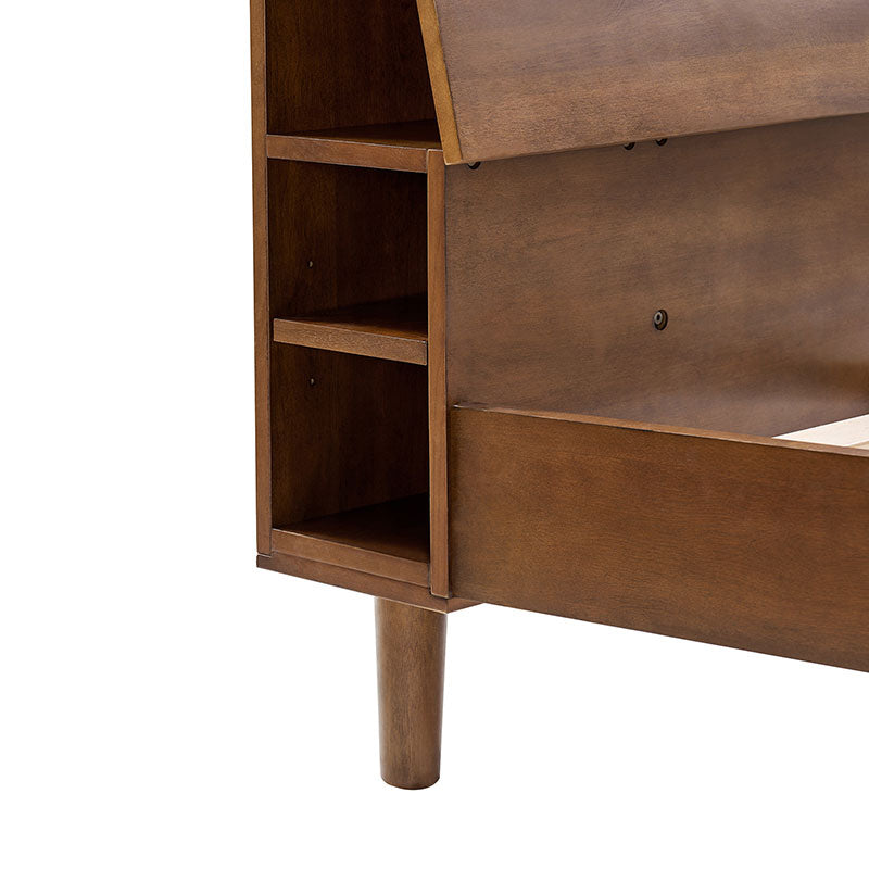 Vivian Solid Wood Platform Bed with USB Ports and Storage Headboard