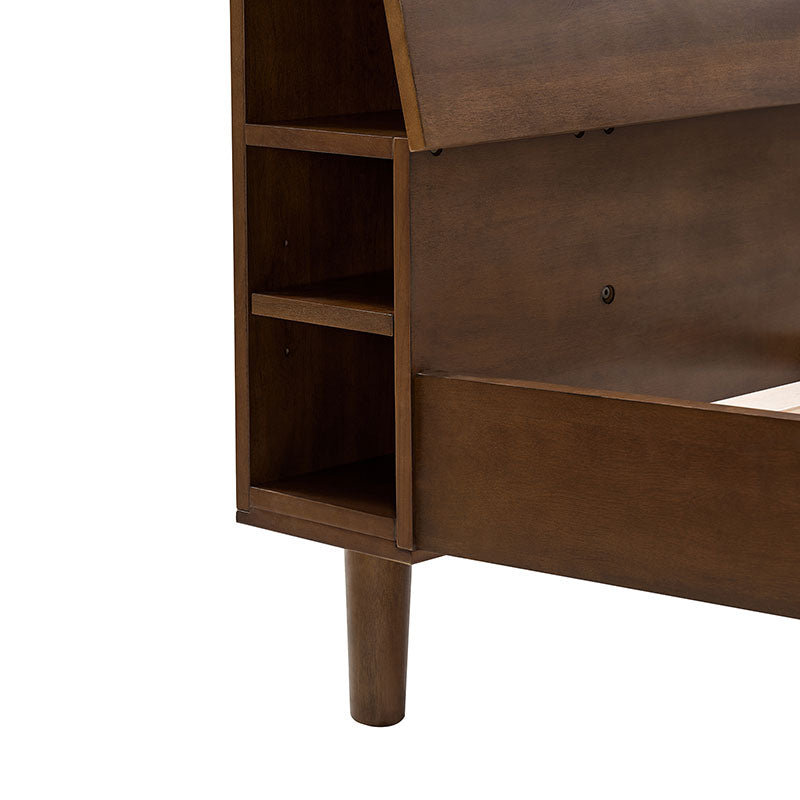 Vivian Solid Wood Platform Bed with USB Ports and Storage Headboard