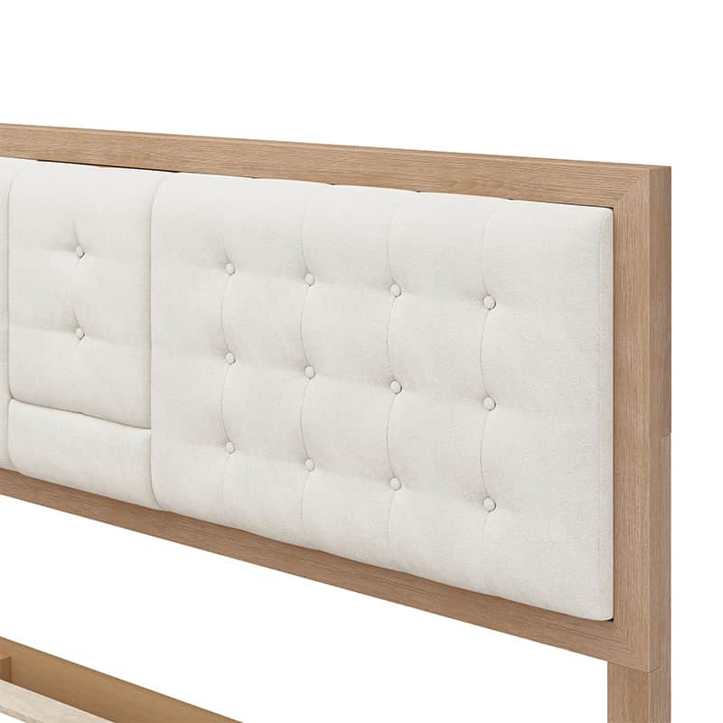 Sabina Farmhouse Style Upholstered Bed with Flip-Down Headboard