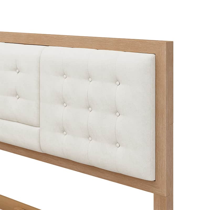 Sabina Farmhouse Style Upholstered Bed with Flip-Down Headboard