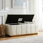 Modern Chenille Storage Bench - No-Assembly Upholstered Seat