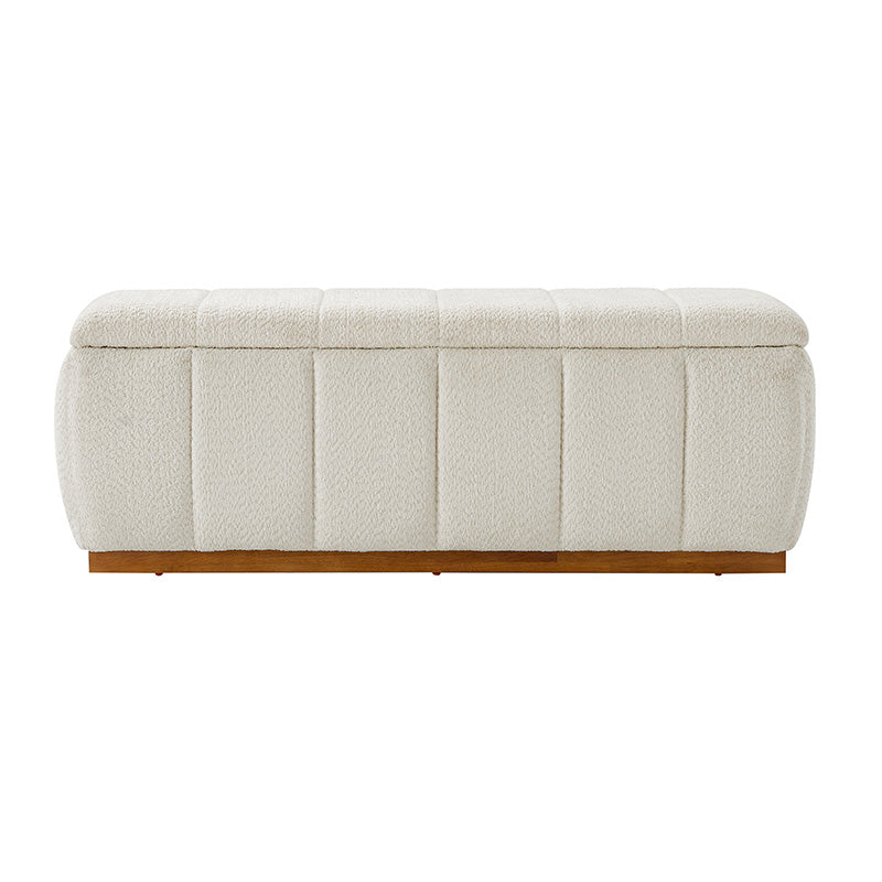Modern Chenille Storage Bench - No-Assembly Upholstered Seat