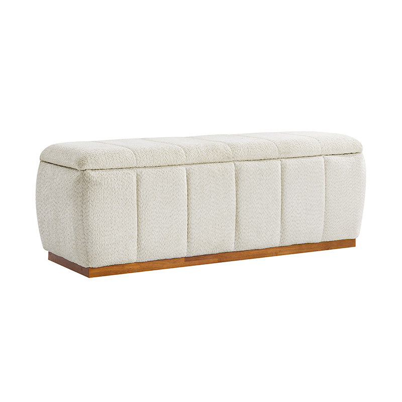 Modern Chenille Storage Bench - No-Assembly Upholstered Seat