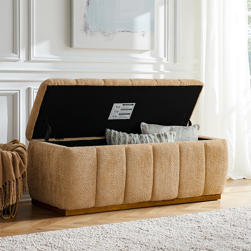 Modern Chenille Storage Bench - No-Assembly Upholstered Seat