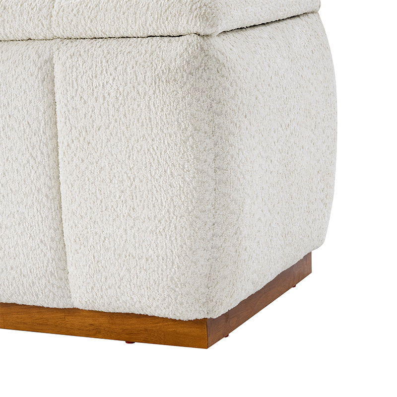 Modern Chenille Storage Bench - No-Assembly Upholstered Seat