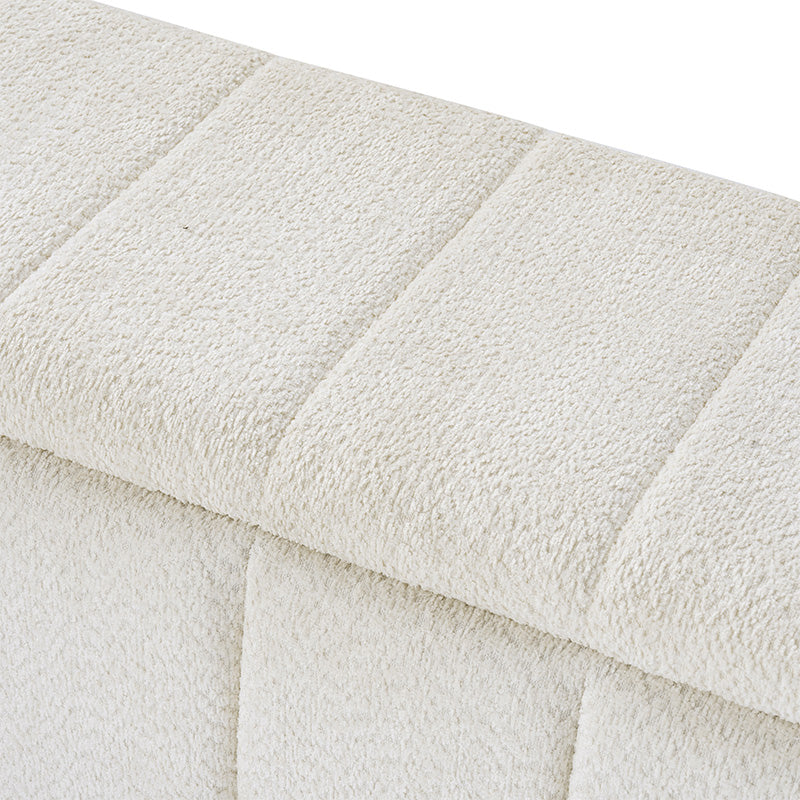 Modern Chenille Storage Bench - No-Assembly Upholstered Seat