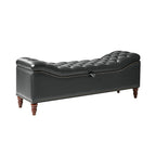 Abner Traditional Upholstered Storage Bench with Button Tufting