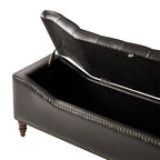 Abner Traditional Upholstered Storage Bench with Button Tufting
