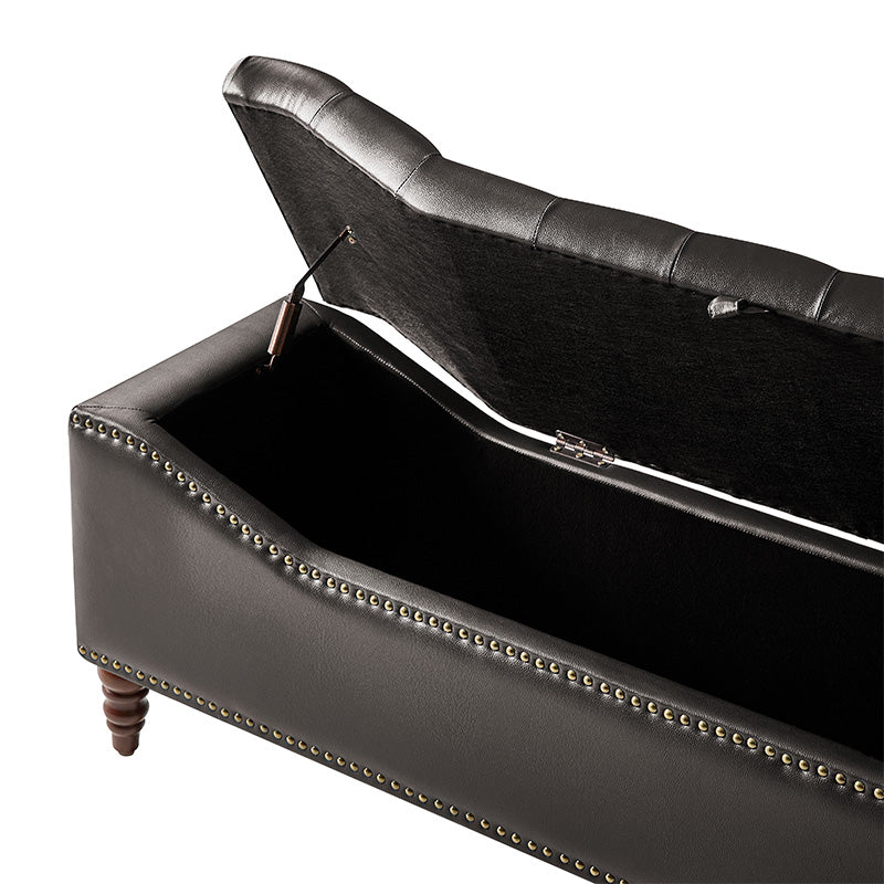 Abner Traditional Upholstered Storage Bench with Button Tufting
