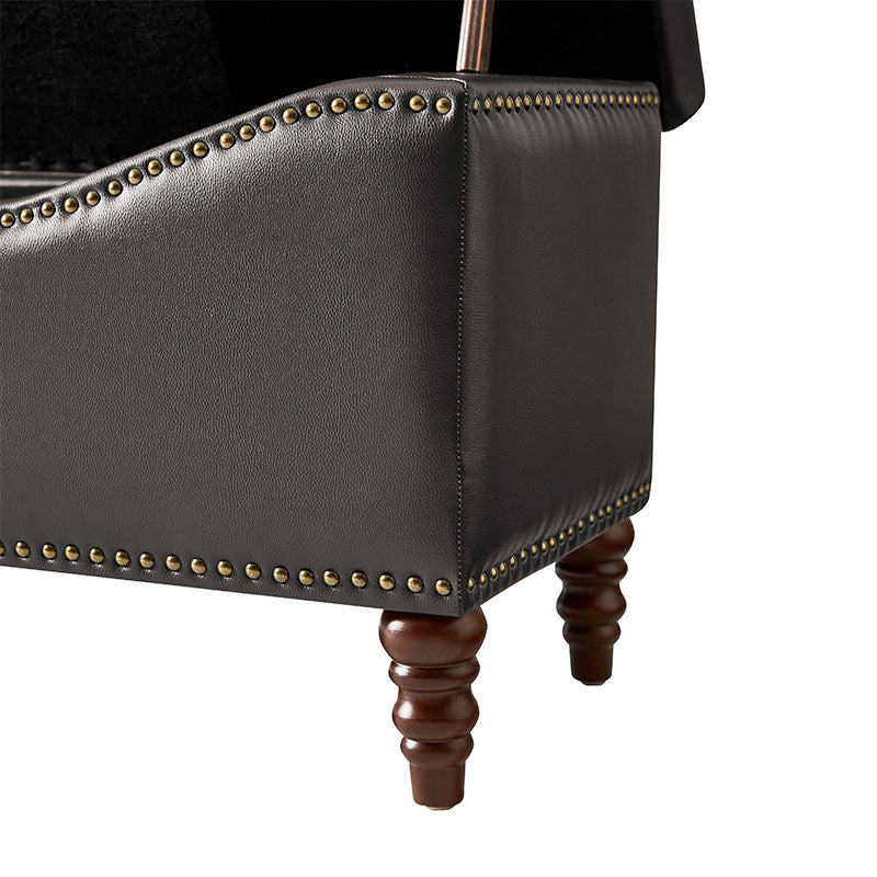 Abner Traditional Upholstered Storage Bench with Button Tufting