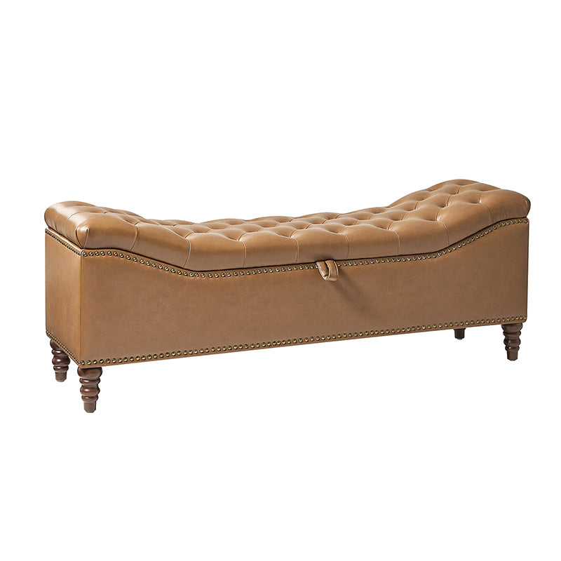 Abner Traditional Upholstered Storage Bench with Button Tufting