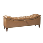 Abner Traditional Upholstered Storage Bench with Button Tufting