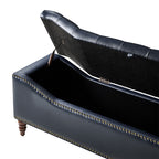 Abner Traditional Upholstered Storage Bench with Button Tufting