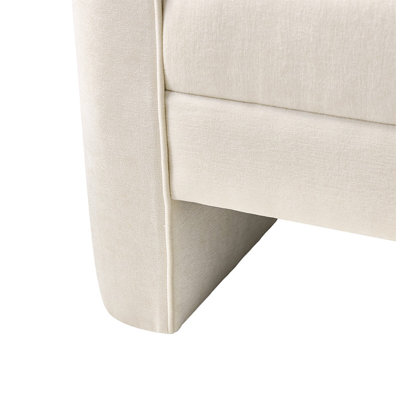 Diana 57 Wide Modern Chenille Upholstered Bench with Piped Edges and Foam Cushion
