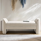 Diana 57 Wide Modern Chenille Upholstered Bench with Piped Edges and Foam Cushion