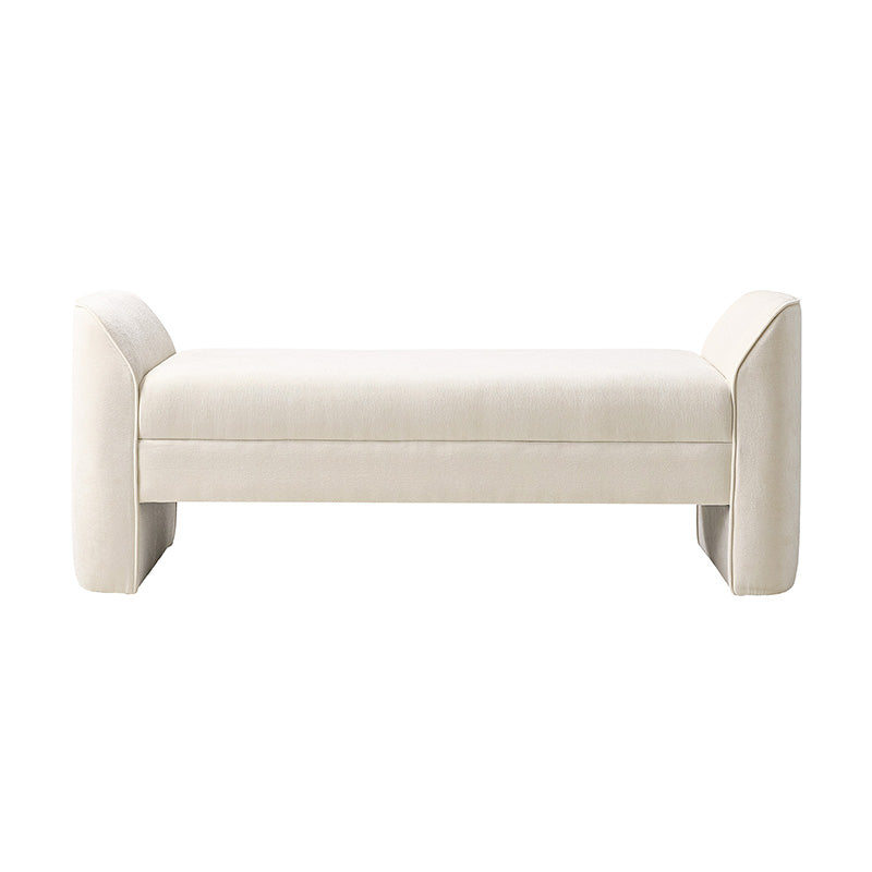 Diana 57 Wide Modern Chenille Upholstered Bench with Piped Edges and Foam Cushion