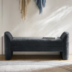 Diana 57 Wide Modern Chenille Upholstered Bench with Piped Edges and Foam Cushion