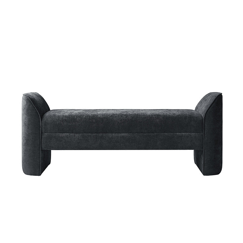 Diana 57 Wide Modern Chenille Upholstered Bench with Piped Edges and Foam Cushion