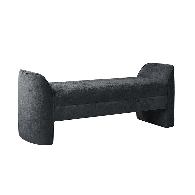 Diana 57 Wide Modern Chenille Upholstered Bench with Piped Edges and Foam Cushion