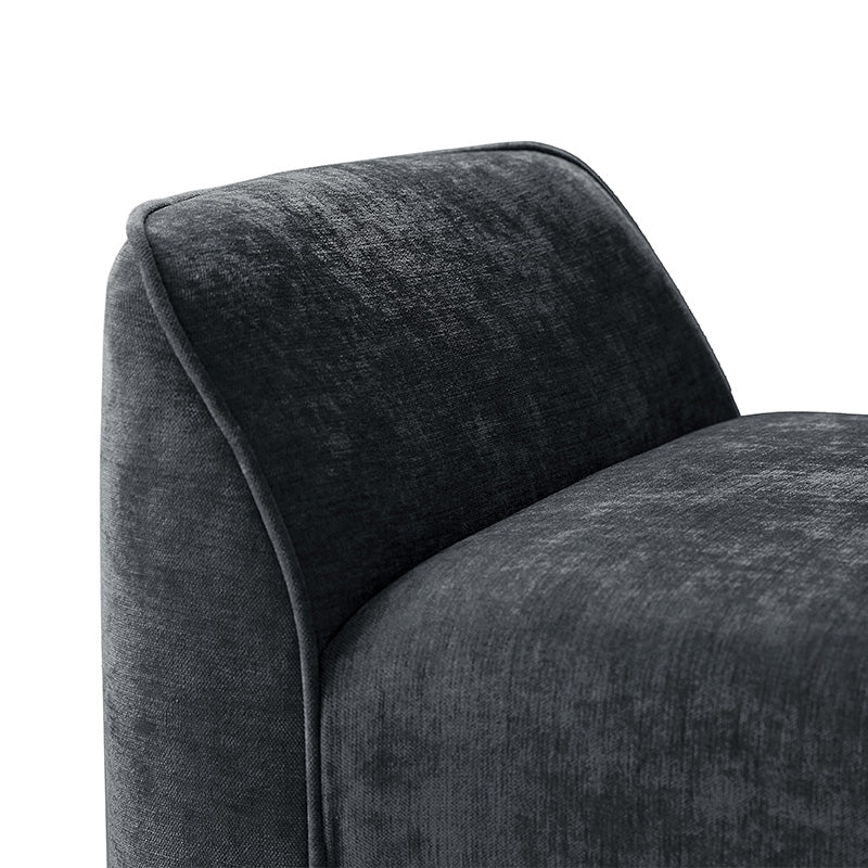 Diana 57 Wide Modern Chenille Upholstered Bench with Piped Edges and Foam Cushion