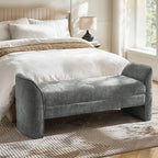 Diana 57 Wide Modern Chenille Upholstered Bench with Piped Edges and Foam Cushion