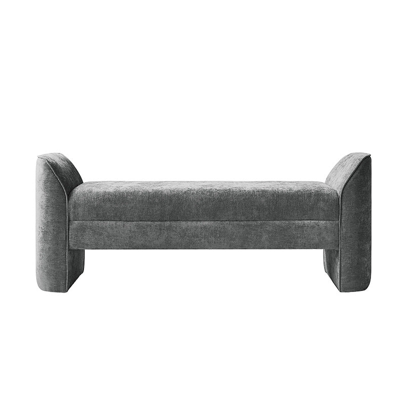 Diana 57 Wide Modern Chenille Upholstered Bench with Piped Edges and Foam Cushion