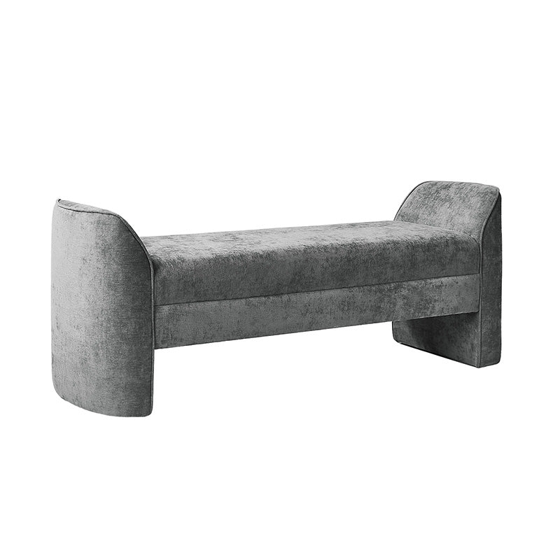 Diana 57 Wide Modern Chenille Upholstered Bench with Piped Edges and Foam Cushion