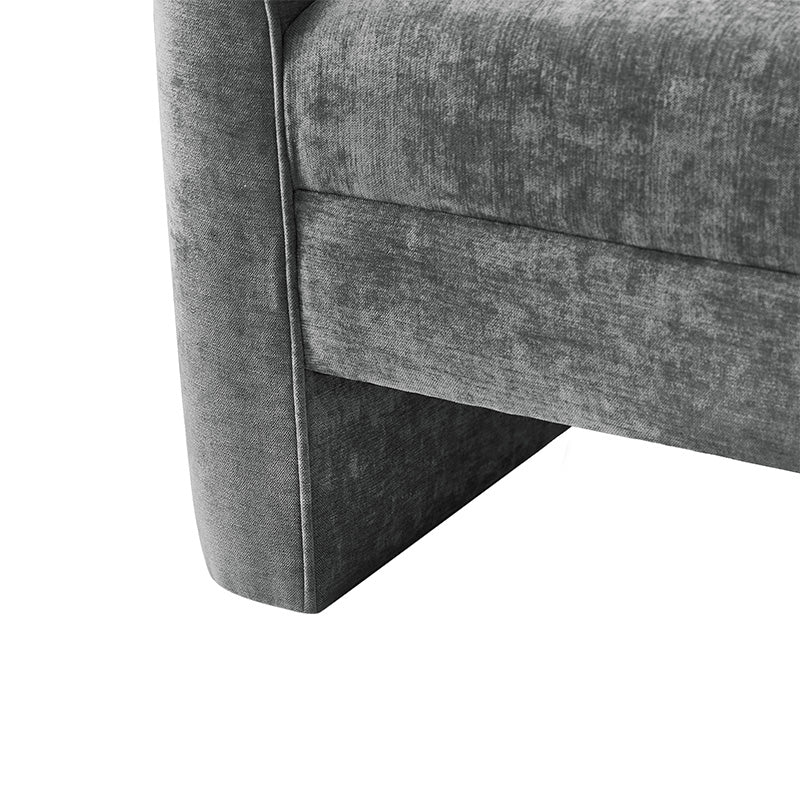 Diana 57 Wide Modern Chenille Upholstered Bench with Piped Edges and Foam Cushion