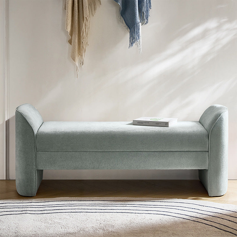 Diana 57 Wide Modern Chenille Upholstered Bench with Piped Edges and Foam Cushion