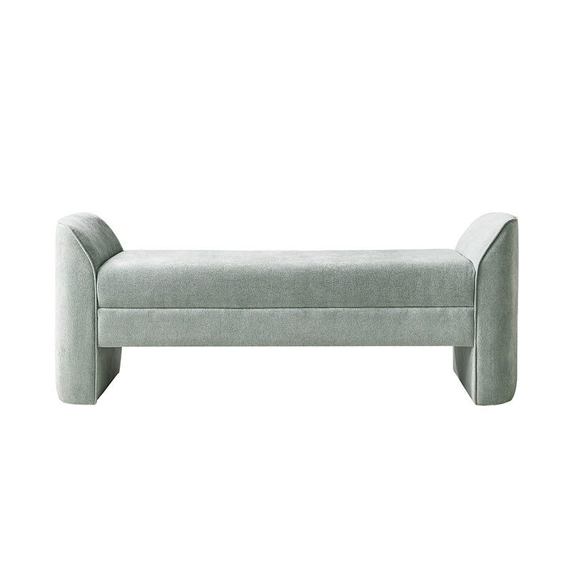 Diana 57 Wide Modern Chenille Upholstered Bench with Piped Edges and Foam Cushion