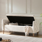 Octavia Upholstered Storage Bench with Turned Wood Legs