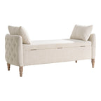 Octavia Upholstered Storage Bench with Turned Wood Legs